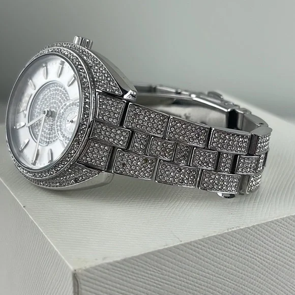 Michael Kors Luxurious Dena Pavé Silver-Tone Watch Ladies - Picture 6 of 11